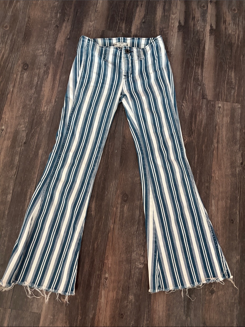 Free people Striped Blue and White Flare Jeans